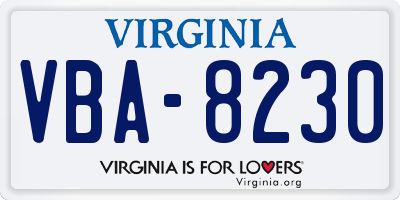 VA license plate VBA8230