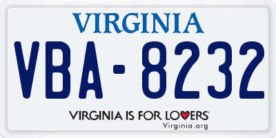 VA license plate VBA8232