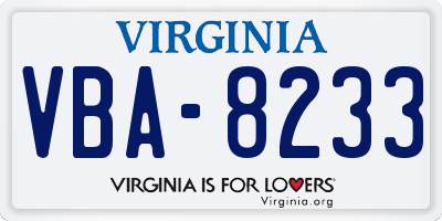 VA license plate VBA8233