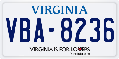 VA license plate VBA8236
