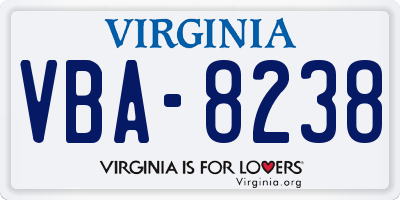VA license plate VBA8238