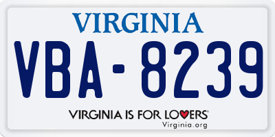 VA license plate VBA8239
