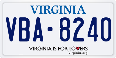 VA license plate VBA8240