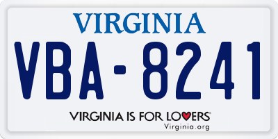 VA license plate VBA8241