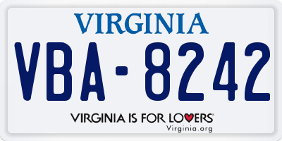 VA license plate VBA8242