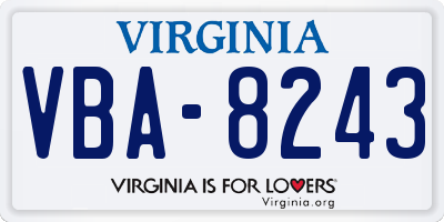 VA license plate VBA8243