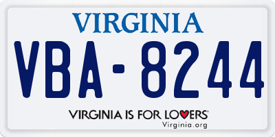 VA license plate VBA8244