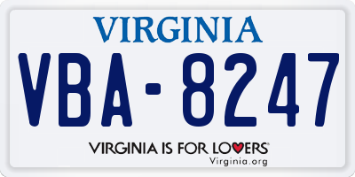 VA license plate VBA8247