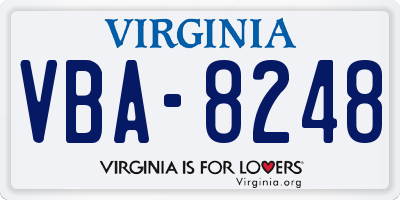 VA license plate VBA8248
