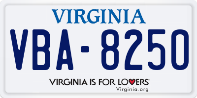VA license plate VBA8250