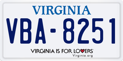 VA license plate VBA8251