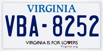 VA license plate VBA8252