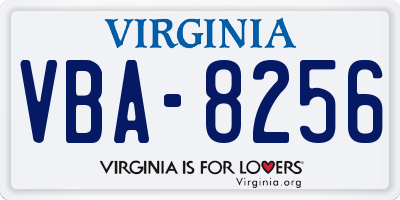 VA license plate VBA8256