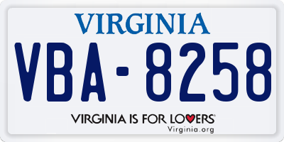 VA license plate VBA8258