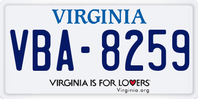 VA license plate VBA8259