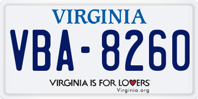 VA license plate VBA8260