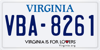 VA license plate VBA8261