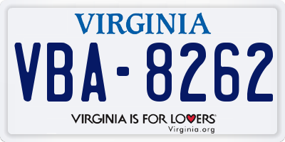 VA license plate VBA8262