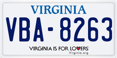 VA license plate VBA8263
