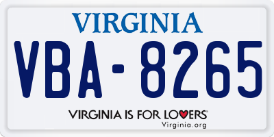 VA license plate VBA8265