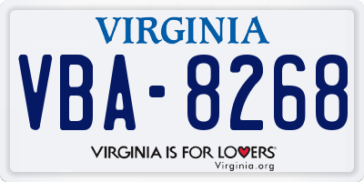 VA license plate VBA8268
