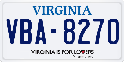 VA license plate VBA8270
