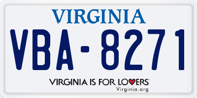 VA license plate VBA8271