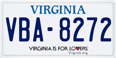VA license plate VBA8272