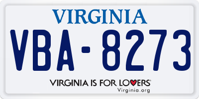 VA license plate VBA8273