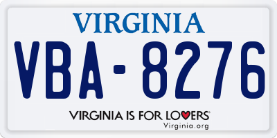 VA license plate VBA8276