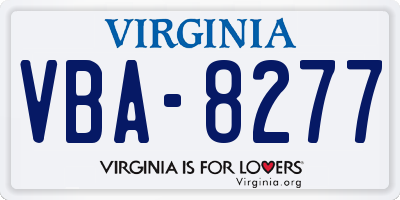 VA license plate VBA8277