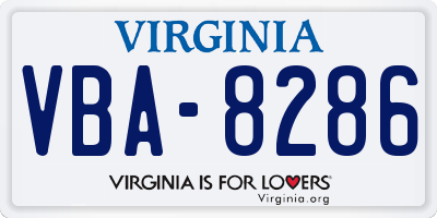 VA license plate VBA8286