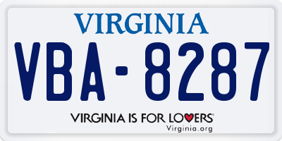 VA license plate VBA8287
