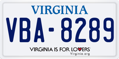 VA license plate VBA8289