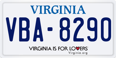 VA license plate VBA8290