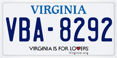 VA license plate VBA8292