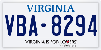 VA license plate VBA8294