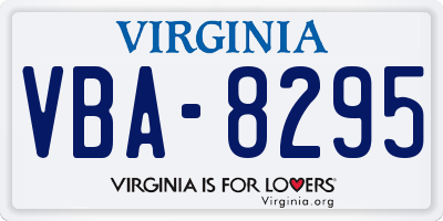 VA license plate VBA8295