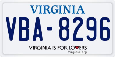 VA license plate VBA8296