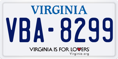 VA license plate VBA8299