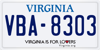 VA license plate VBA8303