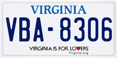 VA license plate VBA8306