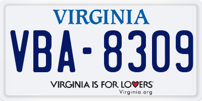 VA license plate VBA8309