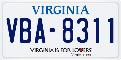 VA license plate VBA8311
