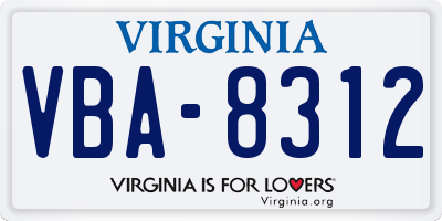 VA license plate VBA8312