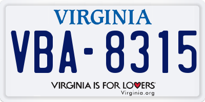 VA license plate VBA8315