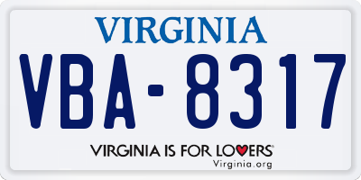 VA license plate VBA8317