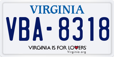 VA license plate VBA8318