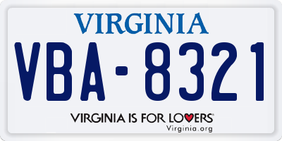 VA license plate VBA8321