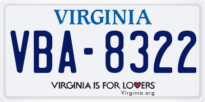VA license plate VBA8322